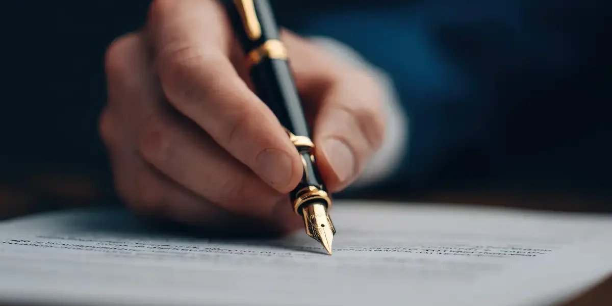 A person signing a document