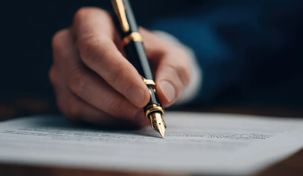 A person signing a document